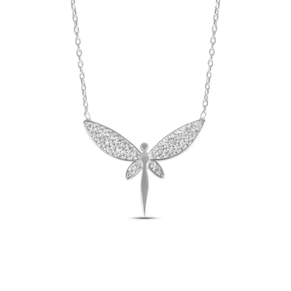 Colier de argint cu pandantiv fluture cu aripi din pietre Zirconia Butterfly Spark