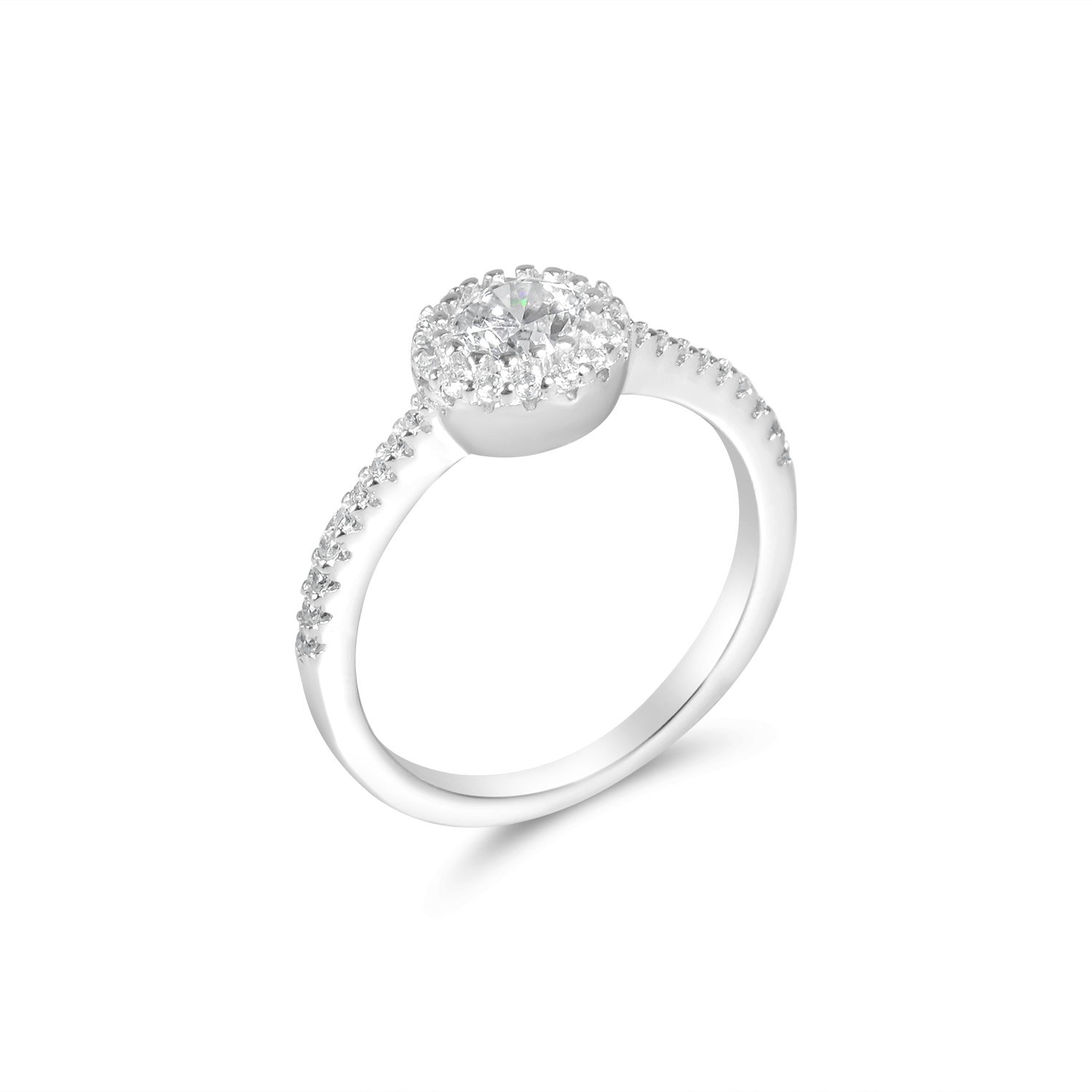 Inel argint dama cu piatra Zirconia rotunda si halo de pietre Zirconia pavate Pure Halo Glow