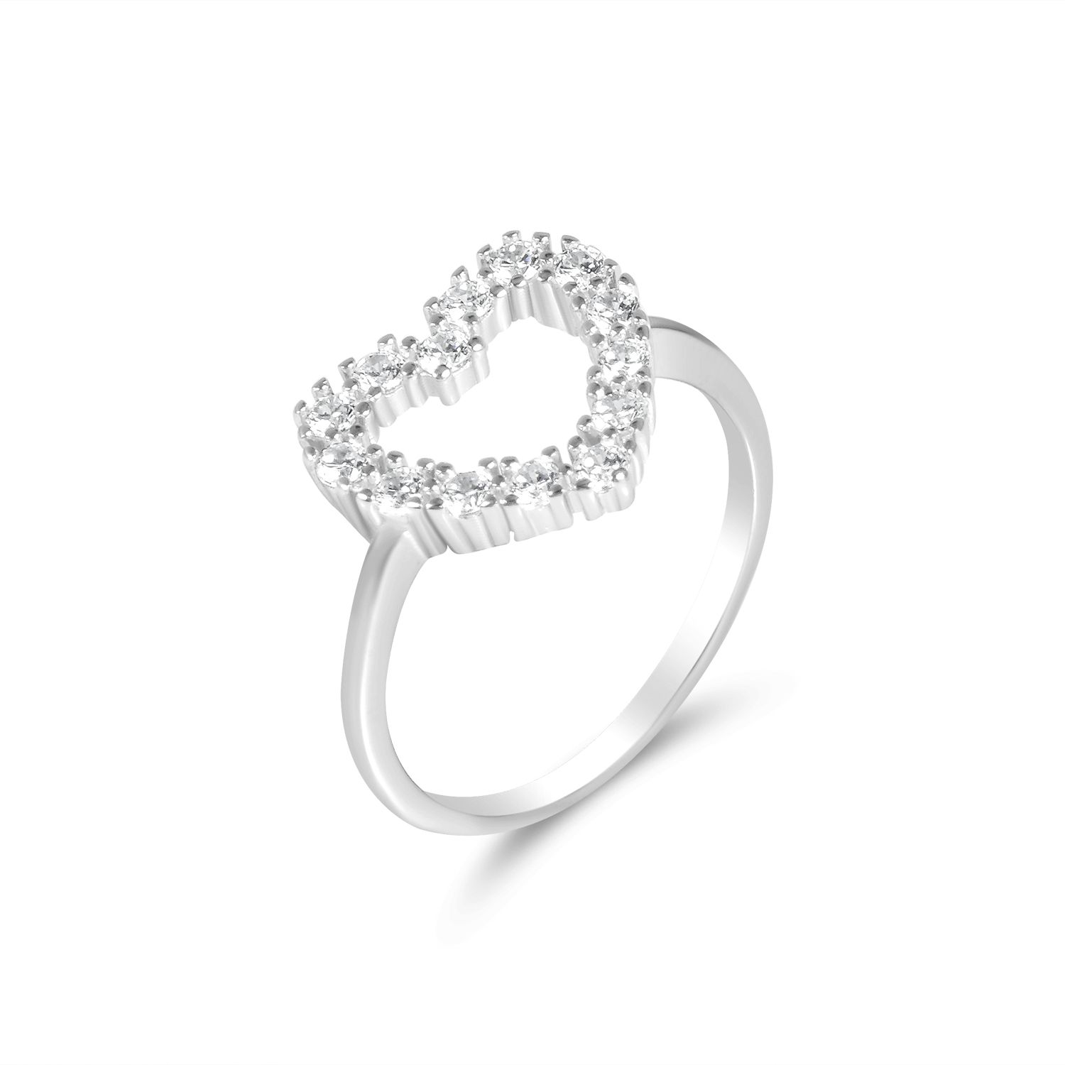 Inel argint dama cu rama de inima pavata cu pietre Zirconia Heart Frame Glow