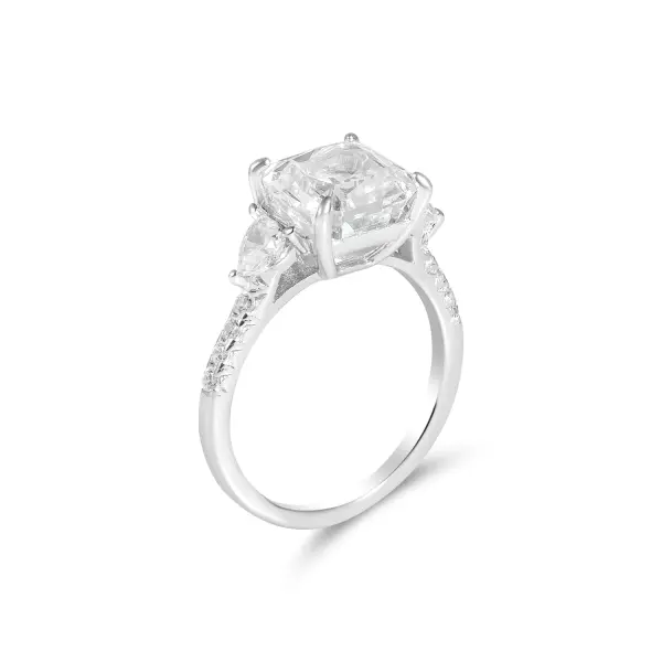 Inel argint dama cu piatra Zirconia alba centrala si Zirconia fine Pure Halo Elegance