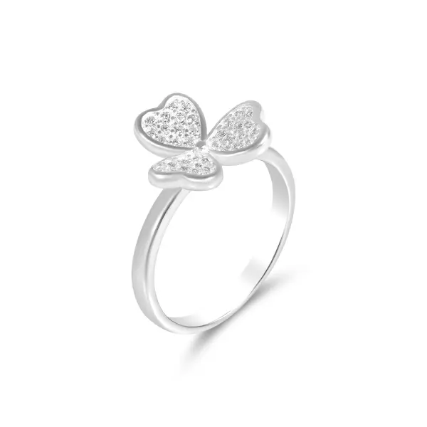 Inel argint dama cu trifoi pavat cu pietre Zirconia Lucky Clover Sparkle