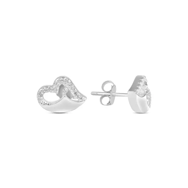 Cercei argint dama model inima uniforma cu pietre Zirconia Pure Heart Glow
