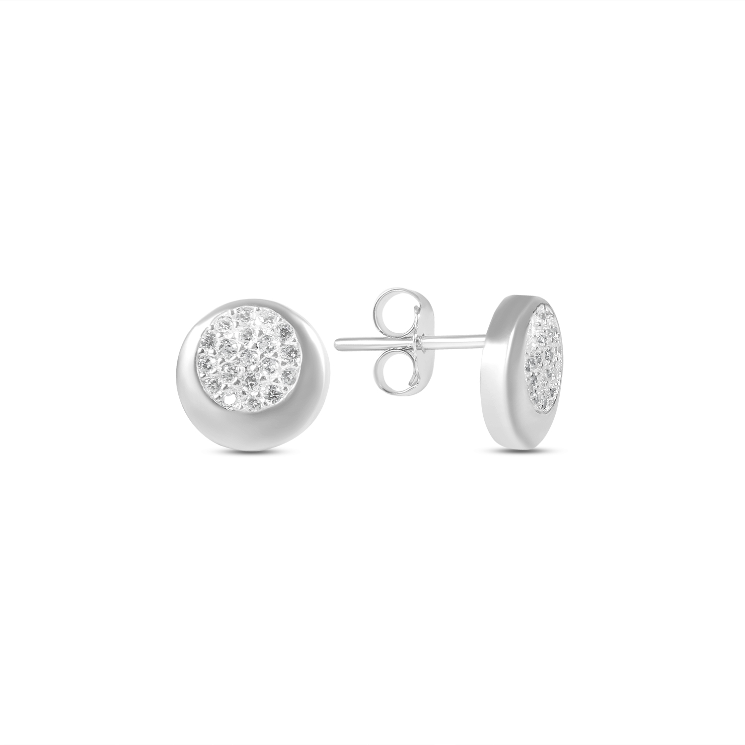 Cercei argint dama scurti cu cerc de pietre Zirconia pavate Circle Pave Glow