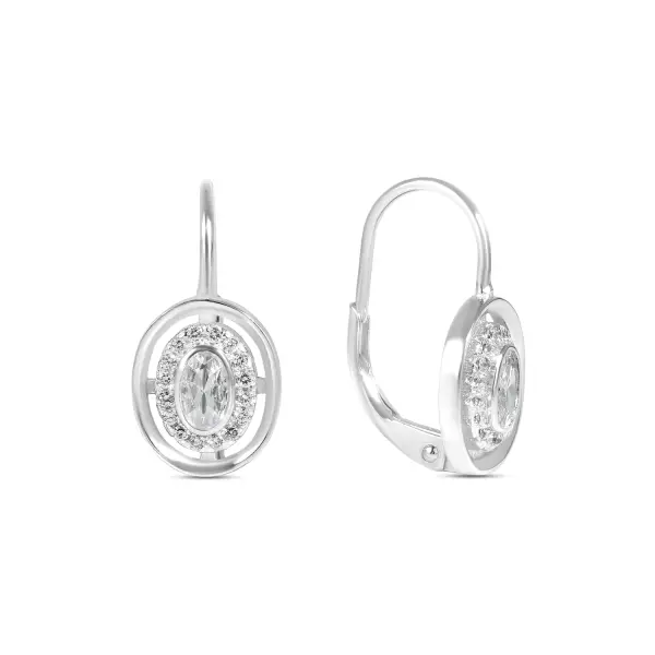 Cercei argint dama scurti cu rama rotunda si pietre Zirconia Radiant Circle Glow