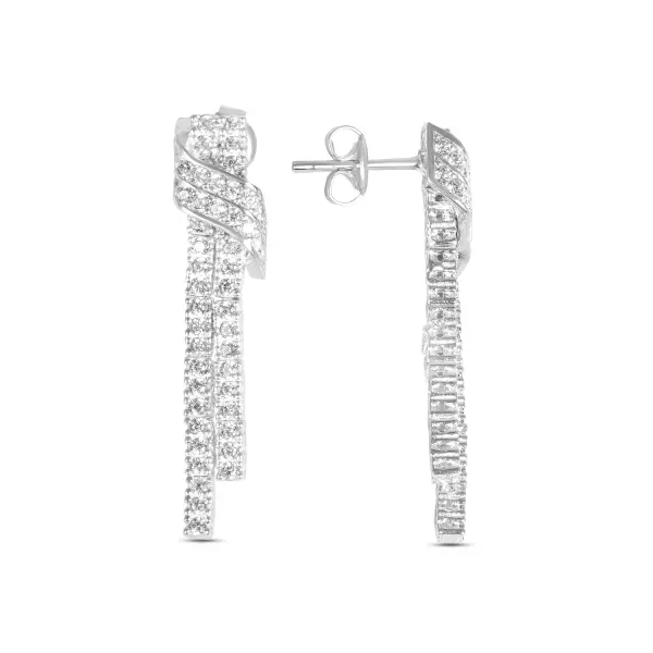 Cercei argint cu nod si fire de pietre Zirconia Infinite Spark