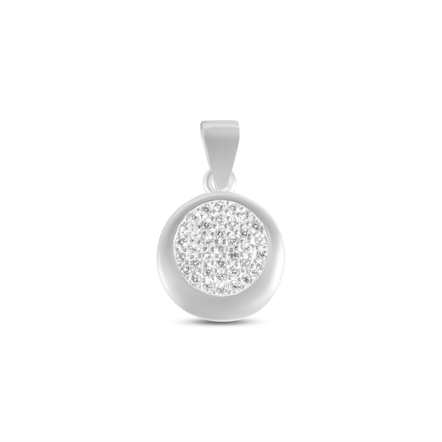 Pandantiv argint rotund cu pietre Zirconia pave Pure Sparkle Disc