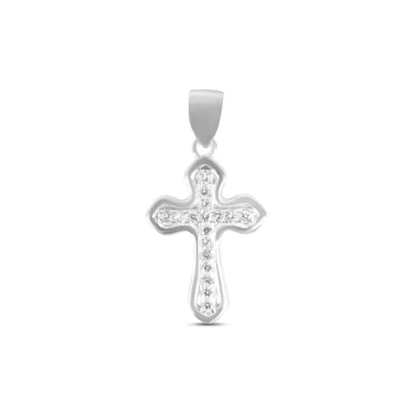 Pandantiv argint in forma de cruce cu pietre Zirconia pave Divine Spark Cross