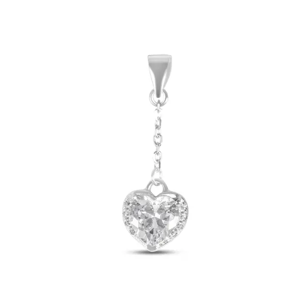 Pandantiv argint cu fir in forma de inima si piatra Zirconia halo Heart Spark