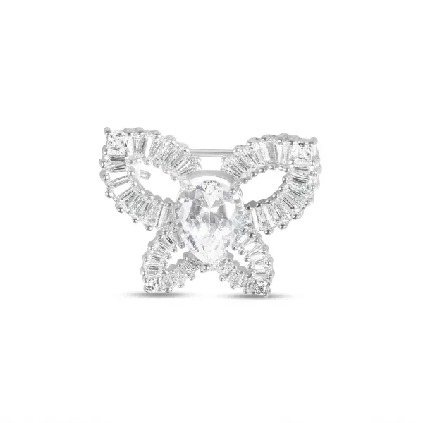 Brosa argint cu piatra Zirconia ovala si pietre Zirconia dreptunghiulare Elegant Butterfly Spark