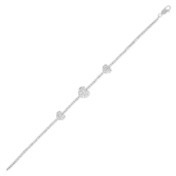 Bratara argint cu trei inimi pavate cu pietre Zirconia Triple Heart Sparkle