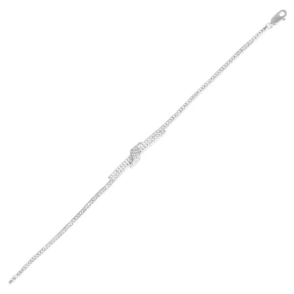 Bratara argint cu nod pavat cu pietre Zirconia Eternal Knot Glow