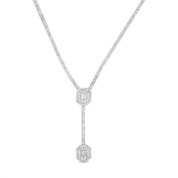 Colier de argint cu pandantiv si fir de pietre Zirconia pavate Radiant Line Grace