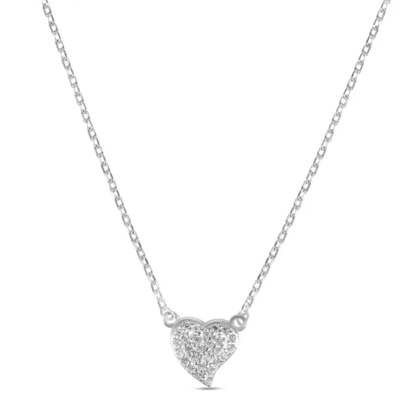 Colier de argint cu pandantiv inima pavata cu pietre Zirconia Pure Heart Sparkle