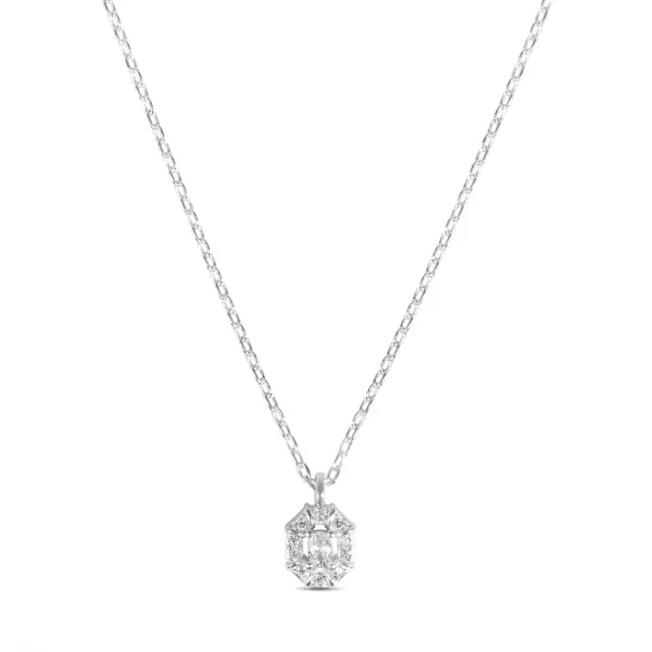 Colier de argint cu pandantiv subtil pavat cu pietre Zirconia Soft Sparkle