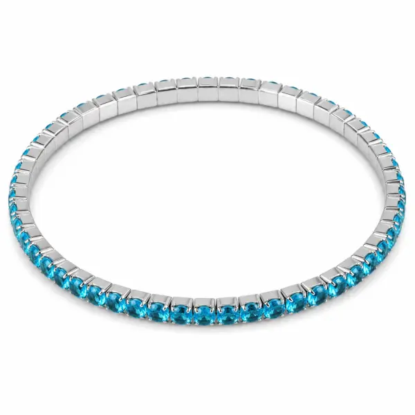 Bratara argint tennis elastica cu pietre Zirconia albastre Sky Flex Glow