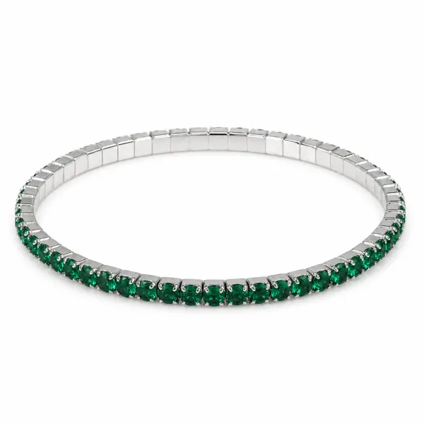 Bratara argint tennis elastica cu pietre Zirconia verzi Emerald Flex Glow